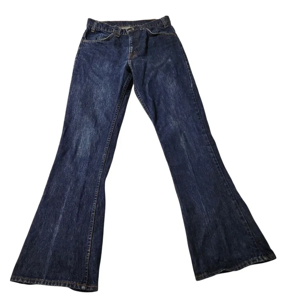 Vintage 70s Levi's 563 Orange Tab Flare Leg Talon Brass Zipper Jeans Size 29x31